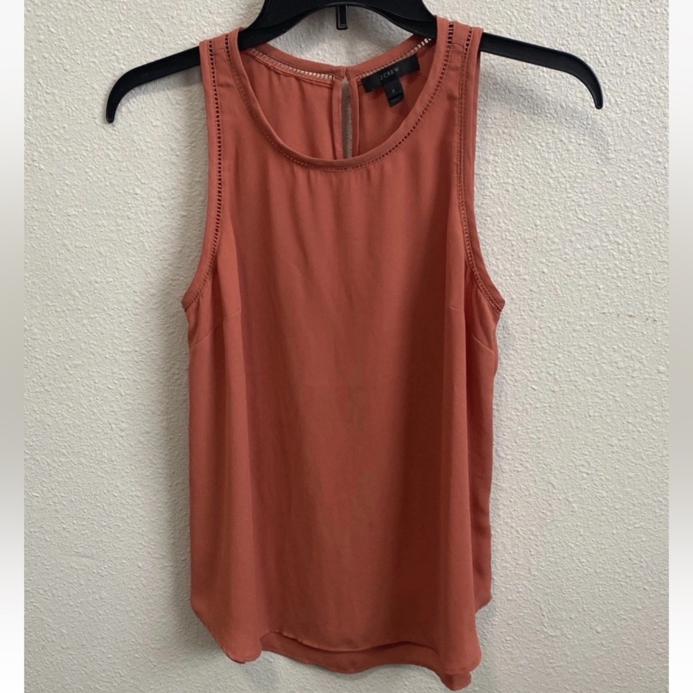 J. Crew ladder trim drapey sleeveless top in sunbaked clay size 0 Fits Like Sm/M